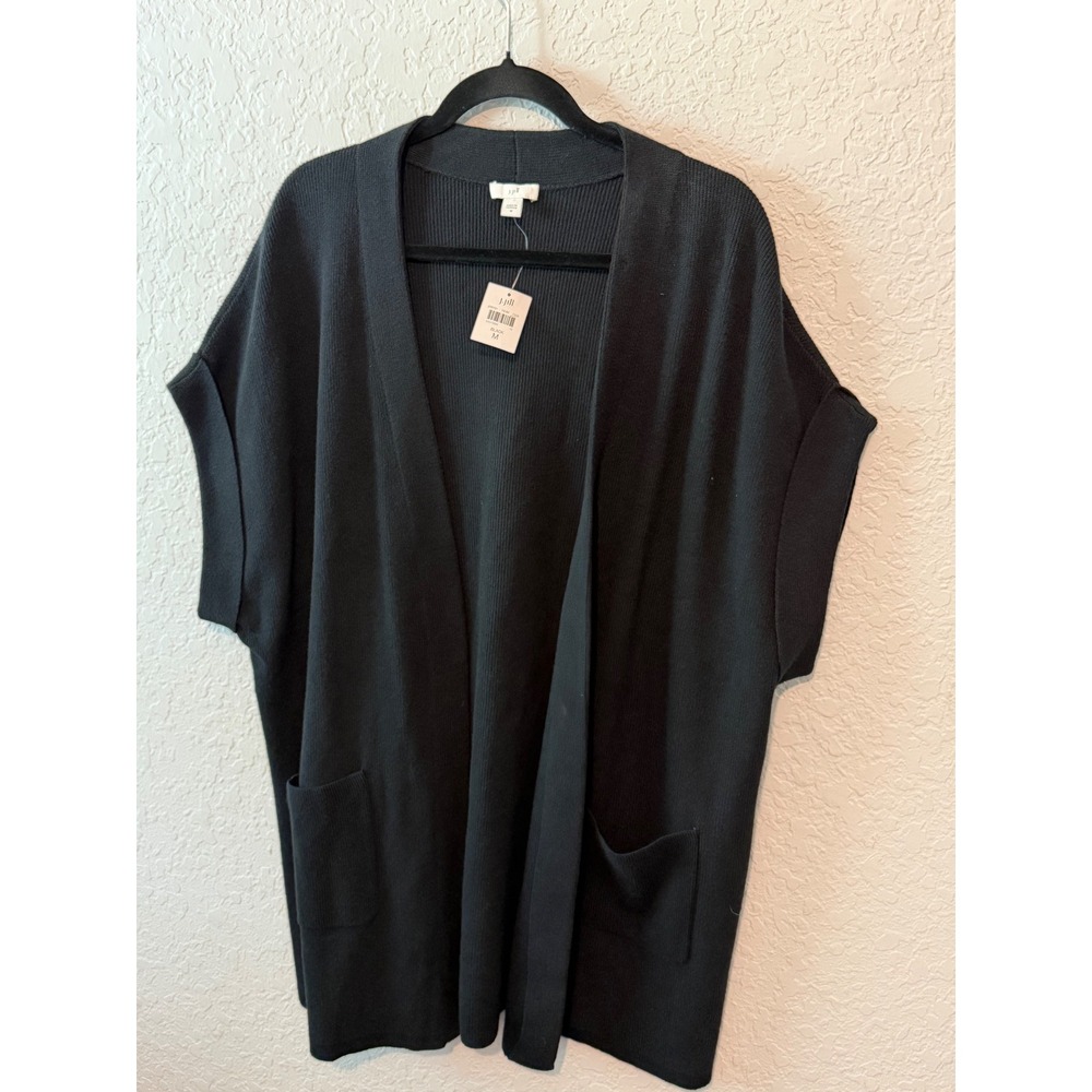 J. Jill Short Sleeve Open Front Cardigan Size M Minimalist Chic - Picture 3 of 6